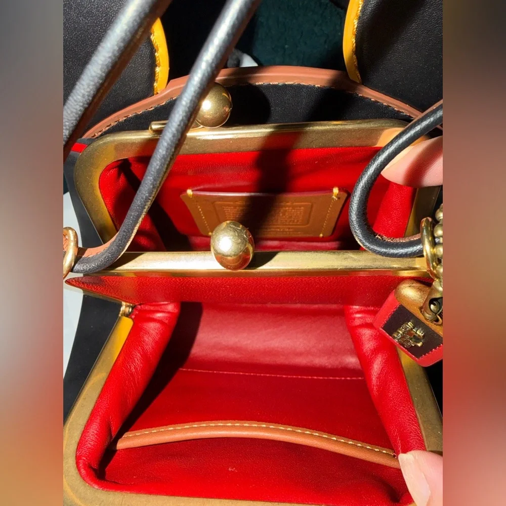 COACH Disney Mickey Mouse x Keith Haring Kisslock Satchel Black - Picture 9 of 11